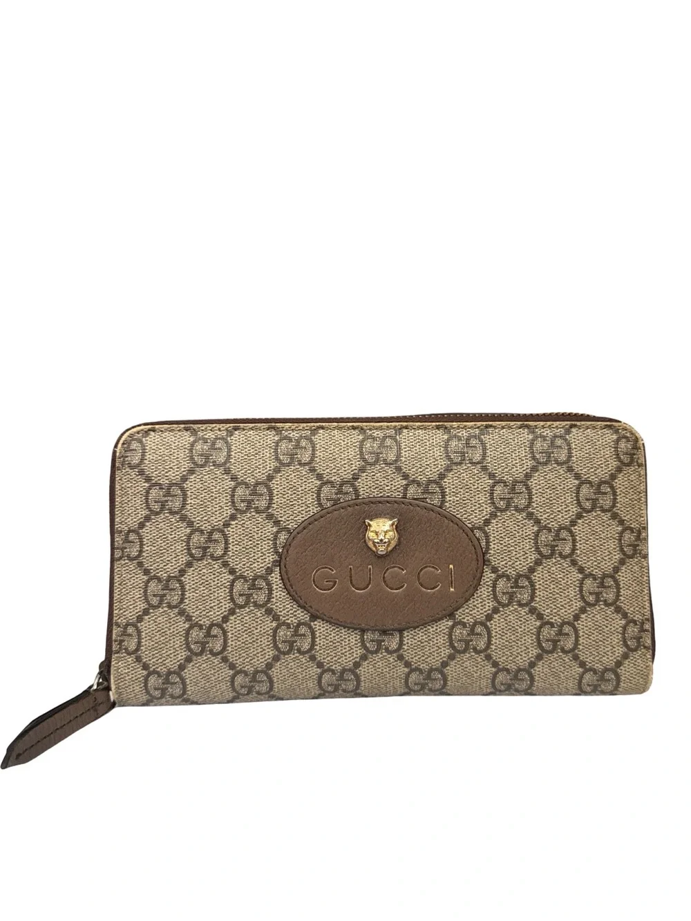 Gucci Beige Brown GG Supreme Zip-Around Wallet with Gold Accent Coated Canvas - Picture 2 of 15